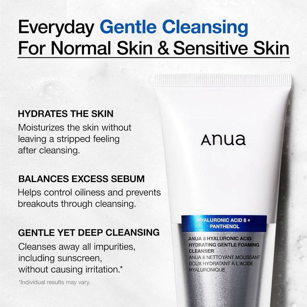 Anua 8 Hyaluronic Acid Hydrating Gentle Foaming Cleanser