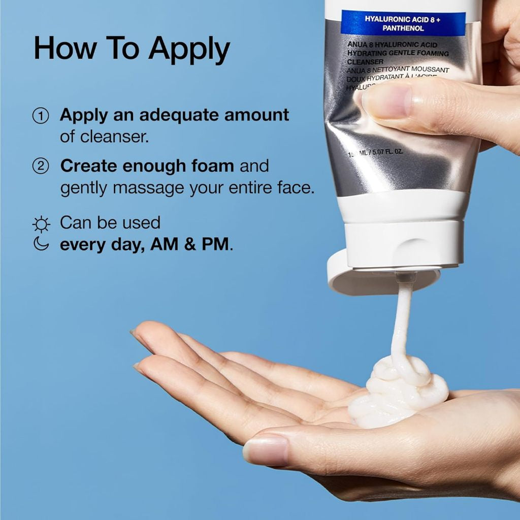 Anua 8 Hyaluronic Acid Hydrating Gentle Foaming Cleanser
